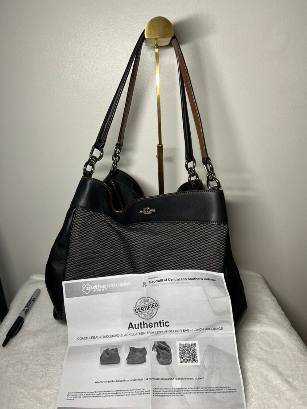 Coach Lexy Legacy Jacquard Shoulder Bag Like New with COA